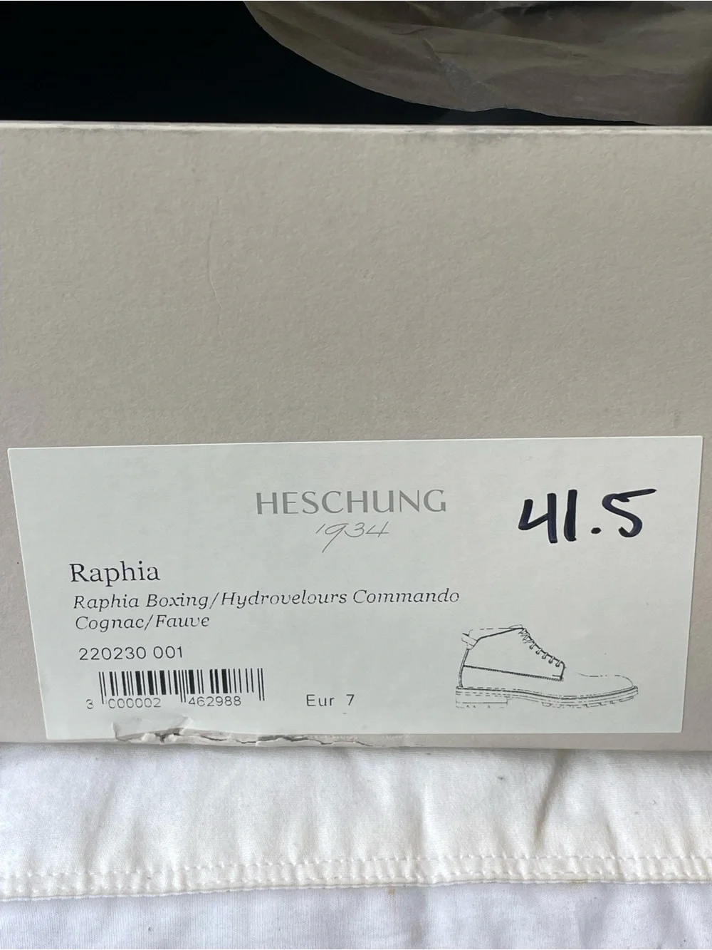 Heschung Raphia Boxing in Cognac Brown Leather Lace-Up Boots UK7 = US 7.5-8 New